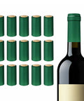 Top Shelf Green Pvc Heat Shrink Bottle Caps 60 Pack 30X60Mm beside a wine bottle, showcasing green wrapping for sealing.