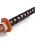 Wooden Bokken With Rope Wrapped Grip And Plain Natural Saya For Iaido And Aikido Training, Hardwood Construction, Dope Grip