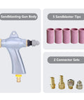 Air Sandblasting Gun For Sandblasting Cabinets Compatible With 990L And 1200L Models Pro Grade Grip with 5 ceramic tips and connectors
