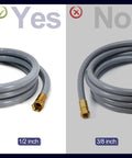 Comparison of 1/2 inch and 3/8 inch gas hoses with focus on 12 Feet Half Inch ID Natural Gas Hose With Quick Connect Fitting For BBQ Grills