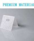 No Sweat Vertical Blind Repair Tabs And Panel Fixers made of clear PVC material, shown at an angle on a smooth surface.