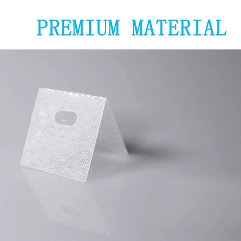 No Sweat Vertical Blind Repair Tabs And Panel Fixers made of clear PVC material, shown at an angle on a smooth surface.