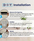 DIY installation steps for No Fuss Easy Fit 14x14 Aluminum 4 Way Vent Cover With Adjustable Curved Blade Dampers for wall ceiling HVAC