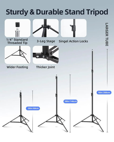 Image showing sturdy aluminum stands for Two Pack Softbox Lighting Kit 20x28 Inch With 135W 5500K CFL Bulbs, different height settings.
