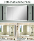LED Medicine Cabinet 48 By 32 Inch With Demister featuring detachable side panels for recessed or surface mount installation.