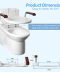 Rock Solid Toilet Safety Rails For Seniors With Flip Up Armrest Handles Heavy Duty Bathroom Support Bars Adjustable Mounting For American Standard Toilets dimensions and installation instructions.