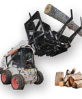 35T Skid Steer Firewood Processor Attachment With 17.7 Inch Log Capacity And 25 Inch Chainsaw, 4 And 6 Way Wedge, Heavy Duty Hydraulic System, Built For Quick Wood Splitting And Fast Yard Work, Ships From CA Or NJ Warehouses on skid steer with log and split firewood