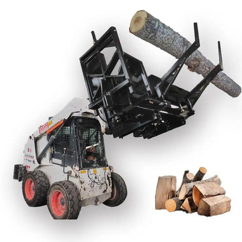 35T Skid Steer Firewood Processor Attachment With 17.7 Inch Log Capacity And 25 Inch Chainsaw, 4 And 6 Way Wedge, Heavy Duty Hydraulic System, Built For Quick Wood Splitting And Fast Yard Work, Ships From CA Or NJ Warehouses on skid steer with log and split firewood