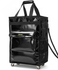 Reusable Grocery Bags On Wheels Rolling Tote Bag With Large Capacity And Durable Double Layer PP Material For Easy Cleaning in Black