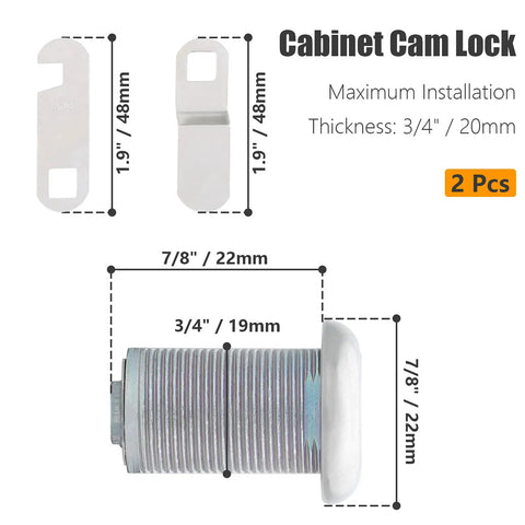 Top Notch Two Pack Seven Eighth Inch Cabinet Cam Locks Keyed Alike Nickel Drawer And Rv Storage Hardware Built Tough For No Sweat Setup And Reliable Daily Grind