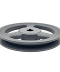 Side view of Single Groove Belt Pulley With Five Point Nine Five Inch Outer Diameter And Five Eighth Inch Bore Cast Iron Motor Pulley