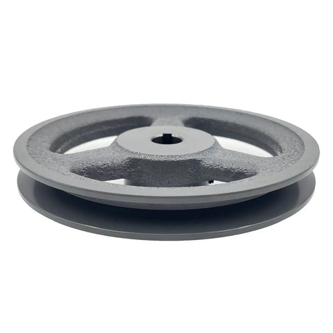 Side view of Single Groove Belt Pulley With Five Point Nine Five Inch Outer Diameter And Five Eighth Inch Bore Cast Iron Motor Pulley