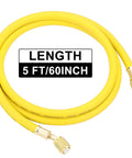 Hromee AC refrigerant charging hose, 60 inches, yellow with 1/4 in SAE flare brass fittings