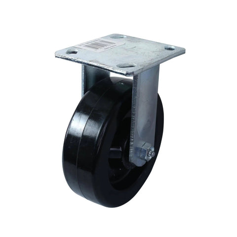 Rock Solid 6 Inch Phenolic Rigid Plate Caster Built Like A Tank For Heavy Hauls 840 Lb Load Capacity Smooth Rolling Industrial Workhorse With Cold Forged Steel Mounting Plate