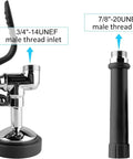Pre Rinse Sprayer For Commercial Sink Faucets With High Pressure 1.42 GPM, Chrome Finish, showing thread inlets