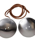 Steel Besagews Pair Pauldrons Armor For Medieval Reenactment And LARP with silver discs, two holes, brown cord