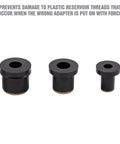 Universal Cooling System Adapter Kit For Radiator Pressure Testing with three black adapters for car radiators
