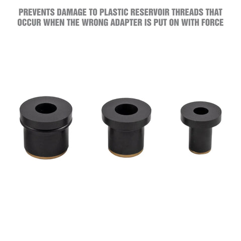 Universal Cooling System Adapter Kit For Radiator Pressure Testing with three black adapters for car radiators