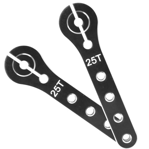 2 Pack 25T Servo Horns, 56mm Metal Extension Arm With 25 Teeth For RC Planes, Helis, And Cars, Black, CNC Machined Aluminum
