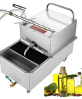 Heavy Duty 38L Commercial Oil Filtration Speed System For Deep Fryers with stainless steel tank and foldable handles.