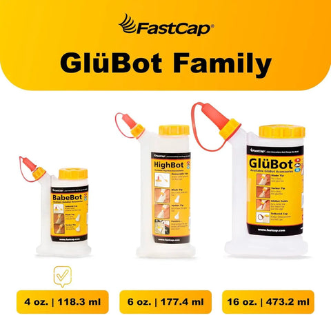 BabeBot 4-Ounce Wide Mouth Glue Bottle With Replaceable Tips, No Drip Design, Wide Mouth For Easy Filling, Stable Wide Bottom