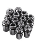 Spring Collet Set For CNC Engraving And Milling Machines, 14Pc ER20 Collets displayed in a cluster, durable 65Mn steel material
