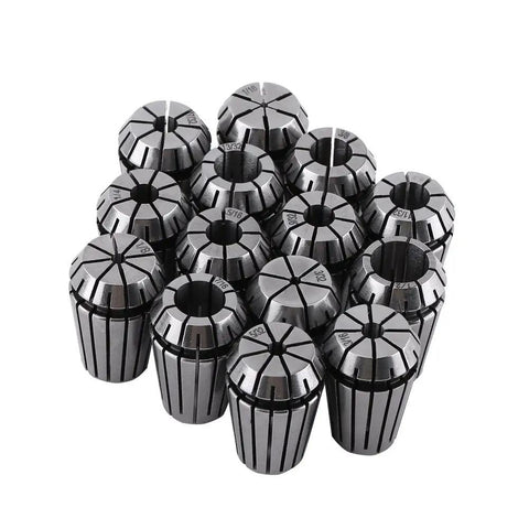 Spring Collet Set For CNC Engraving And Milling Machines, 14Pc ER20 Collets displayed in a cluster, durable 65Mn steel material