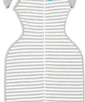 Gray striped Transition Swaddle With Zip Off Wings for Easy Arm Free Sleep, 1.0 TOG, fits 13 to 19 lb, soft cotton and safe sleep
