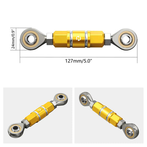 Gold Gear Shift Linkage Assembly For Harley Street Bob FXBBS 114 2021 2024 And Low Rider S FXLRS 114 2020 2024 Replacement For 33600125 Built Tough With Anodized Aluminum And Zinc Plated Ball Socket Bearings For Ultra Smooth Easy Gear Shifts, 127mm x 24mm
