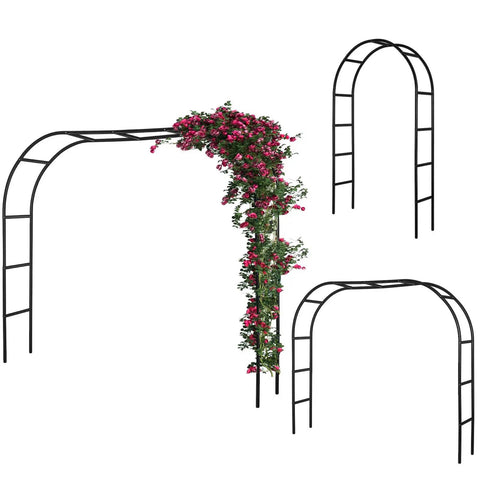 3 Pack Metal Garden Arch Trellis For Wedding Arches And Pergolas 7.9 Feet Tall with Climbing Plants
