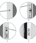 Installation steps for 2 Pack 2-1/8 Inch Closet Door Ball Catch Hardware with adjustable stainless steel ball catch and strike plate