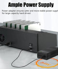 Five Bay Hard Drive Enclosure Copier Box For Offline Cloning Sata Ssd And Hdd with ample power supply and USB 3.0 connection.