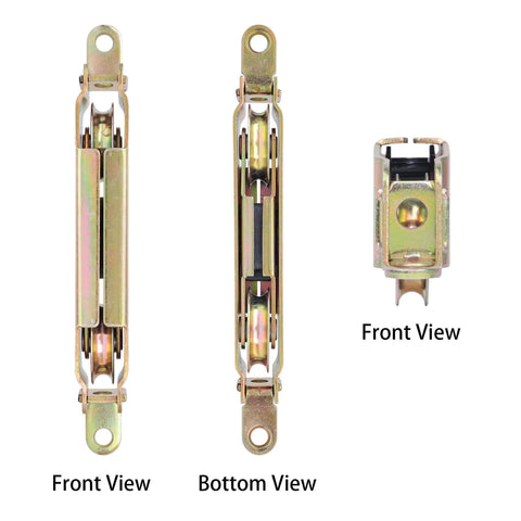 Front and bottom views of Two Pack Sliding Door Rollers For Sliding Glass Patio Doors Replacement Roller Assembly One And A Quarter Inch Steel Ball Wheel Bearing Side Adjustable Heavy Duty Easy Install.