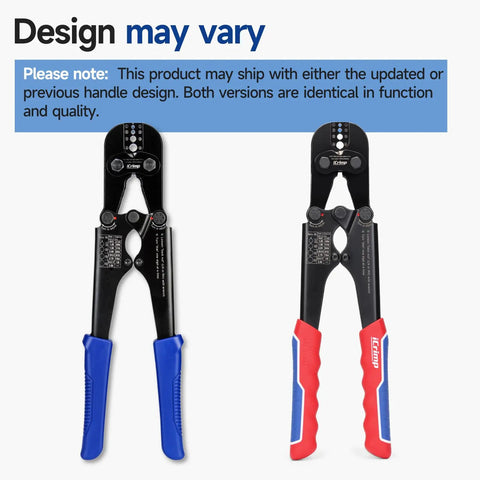 Front view of Wire Rope Crimping Tool Kit for 3/64 Inch to 1/8 Inch Rope, Swager Kit With 330 Loop Sleeves And 45 Stainless Steel Thimbles, IWS-1608MC.