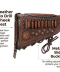 Vintage Leather No Drill Cheek Rest for Rifles and Shotguns with buttstock protective pouch and cartridge holder slot.