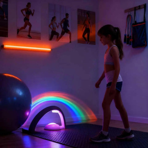 Rainbow LED Lights USB Powered Projector Night Light For Bedroom Kids Room With Auto Shutoff projecting rainbow on wall