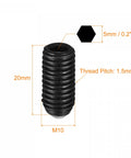 5 Pack Ball Point Set Screws M10 X 20mm High Carbon Steel Spring Loaded Ball Plunger Hex Socket Grub Screw Built Tough