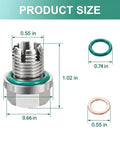 Upgrade Your Ride With This Heavy Duty M14x1.5 Piggyback Oil Drain Plug Made From Stainless Steel That Fixes Oversized Threads And Stops Leaks Like A Boss For Any Car Or Truck Engine Repair Job, stainless steel drain plug with O-rings, 0.55 in and 1.02 in