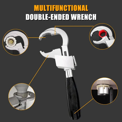 Universal Adjustable Double End Wrench For Quick Home Repairs, Crescent wrench showing multi-angle tight spaces usage