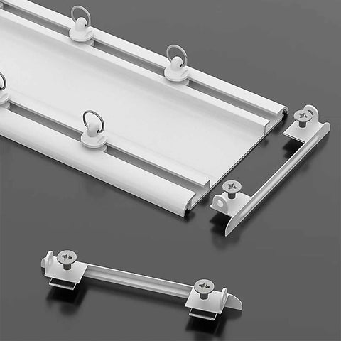 Heavy Duty Double Curtain Track System Made From Ultra Thin Aluminum Alloy, Ceiling Mount Curtain Rail In White, 1.5m Length, Double Layer Track For Smooth Gliding Curtains In Living Room Or Bedroom.