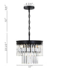 2 Tier Crystal Chandelier With Black Finish For Living Room Bedroom Dining Room And Hallway, Real K9 Crystals With Transparent Triangular Strips For Sparkling