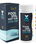 Go To 7 In 1 Pool And Spa Test Strips Kit, 100 Count Water Testing Strips for Bromine, Chlorine, pH, with packaging and strips