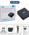 Video Capture Card No PC Needed Plug And Play Easy VHS To Digital Converter box with accessories, showcasing HDMI Passthrough.