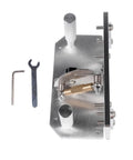 Badass Aluminum Alloy Belt Grinder Knife Jig With Hella Smooth Angle Adjustment And Heavy Duty Dual Press Plates components and tools displayed