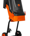 Powerful Electric Wood Chipper And Shredder With 15 Amp Motor For Easy Yard Cleanup, orange and black design with wheels