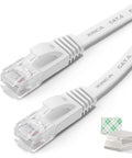 Cat6 Ethernet Cable 15ft White With 5 Cable Clips Flat Gigabit Network LAN Cable Snagless RJ45 Connectors For Computer Modem Router Xbox