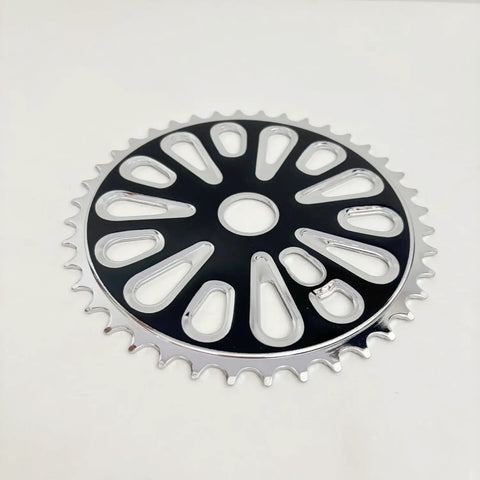 Steel Bicycle Chainring Sprocket For One Piece Cranksets 40T Or 44T Black Finish With 2mm Teeth And Two Point Five Millimeter Thickness
