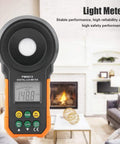 Digital Light Meter Lux Meter PM6612 and PM6612L with 200000 Lux High Range Auto Manual Range Data Hold Min Max Readouts Handheld Photometer Luminometer Workhorse for Lighting Photography Horticulture, black orange ABS body