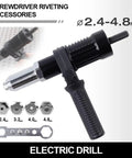 Top Tier Electric Rivet Tool Adapter Set Fits Cordless Drill With Alloy Steel Head And 2.4-4.8mm Capacity For Low Noise Diy Jobs And Pro Projects That Hit Smooth. 2.4-4.8mm rivet adapter for cordless drill, alloy steel head