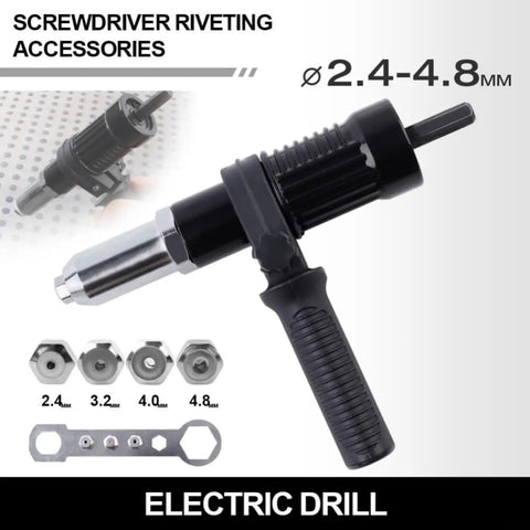 Top Tier Electric Rivet Tool Adapter Set Fits Cordless Drill With Alloy Steel Head And 2.4-4.8mm Capacity For Low Noise Diy Jobs And Pro Projects That Hit Smooth. 2.4-4.8mm rivet adapter for cordless drill, alloy steel head